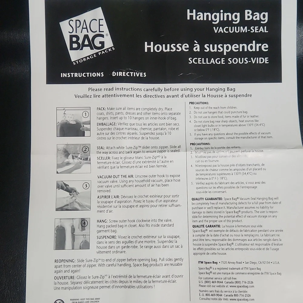 Two Space Bag Vacuum-Seal Hanging Bags